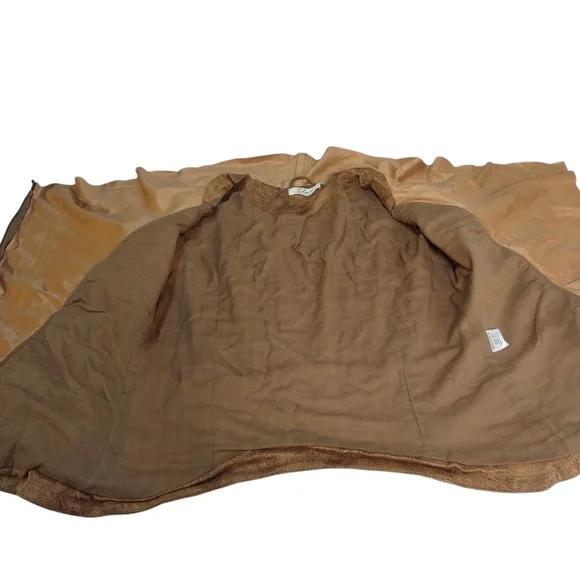 Elan Jacket Women's Brown Faux Suede Cowl Neck ZIP Up Moto Jacket Sz M - Picture 6 of 9